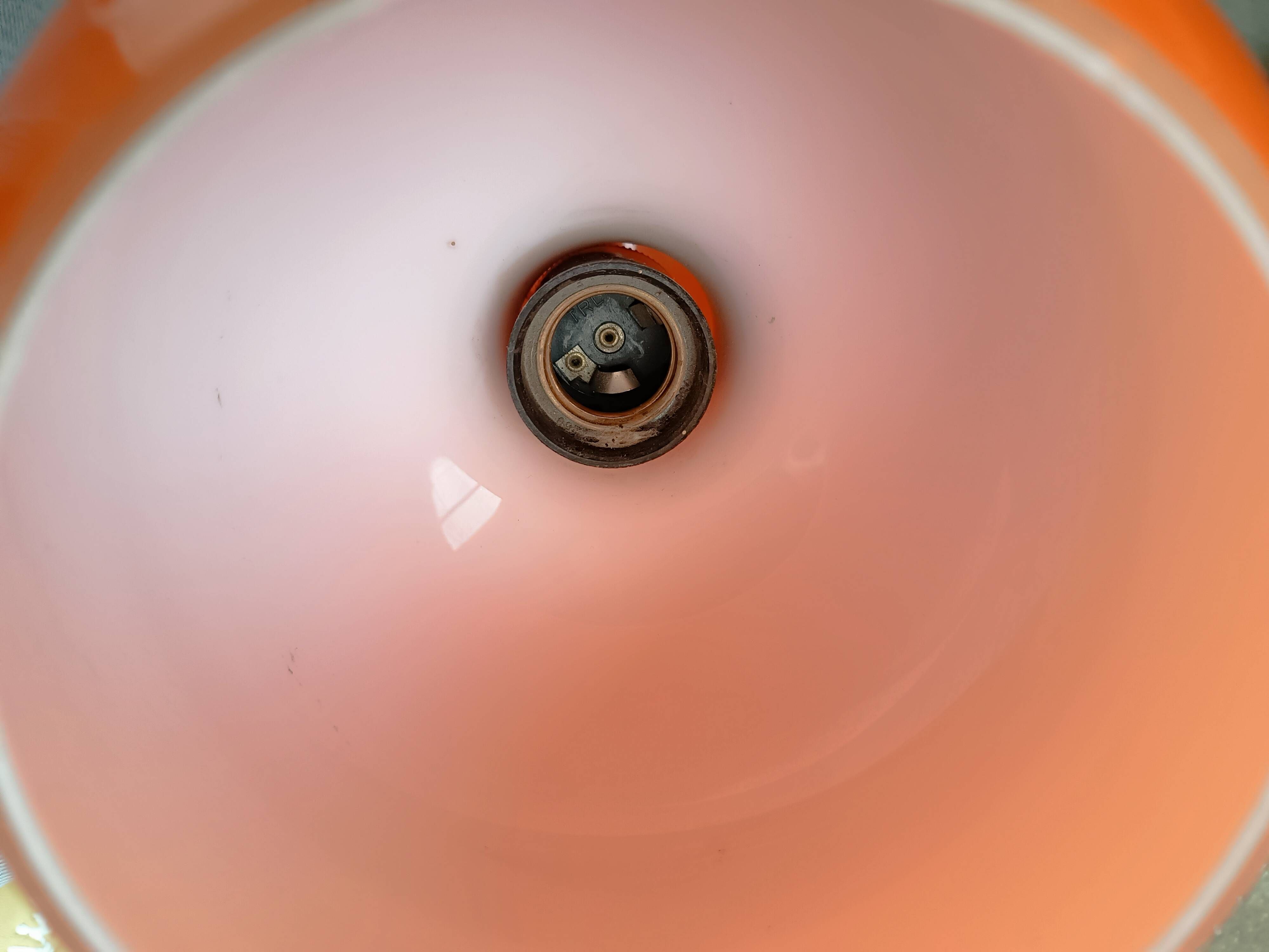 Lampe champignon Space Age en verre opalin orange 1970