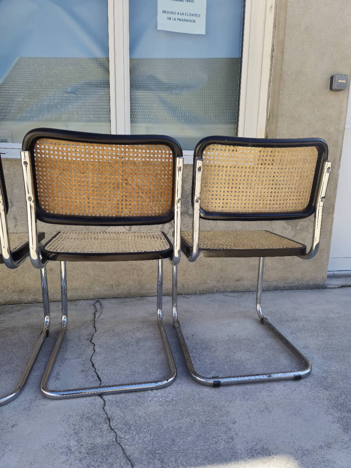 Set of 4 Marcel Breuer chairs model B32 in cane