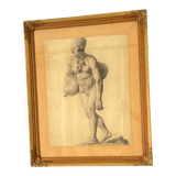 Orientalist charcoal drawing of the early twentieth century