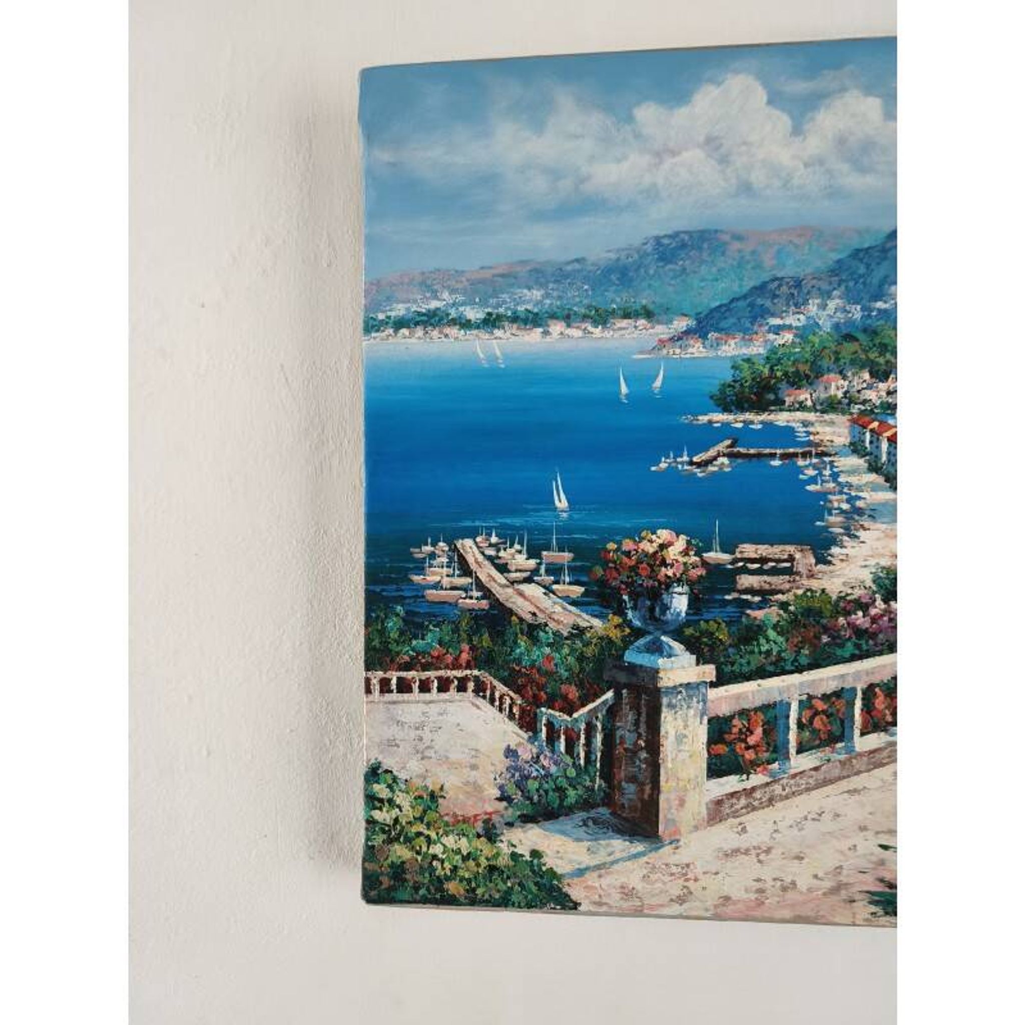 Tableau huile sur toile "Vue méditerranéenne"