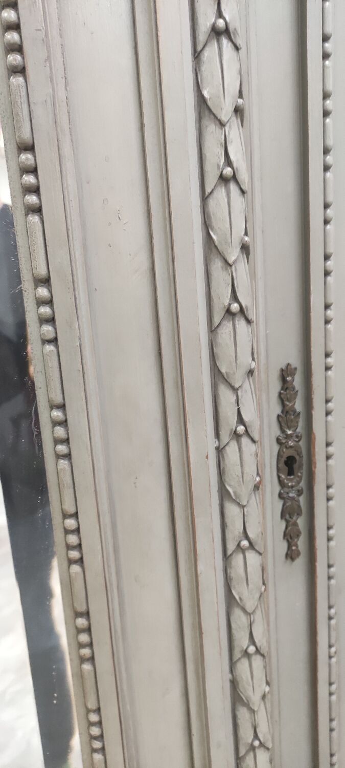 Wardrobe 3 doors, 3 drawers Louis XVI style patinated