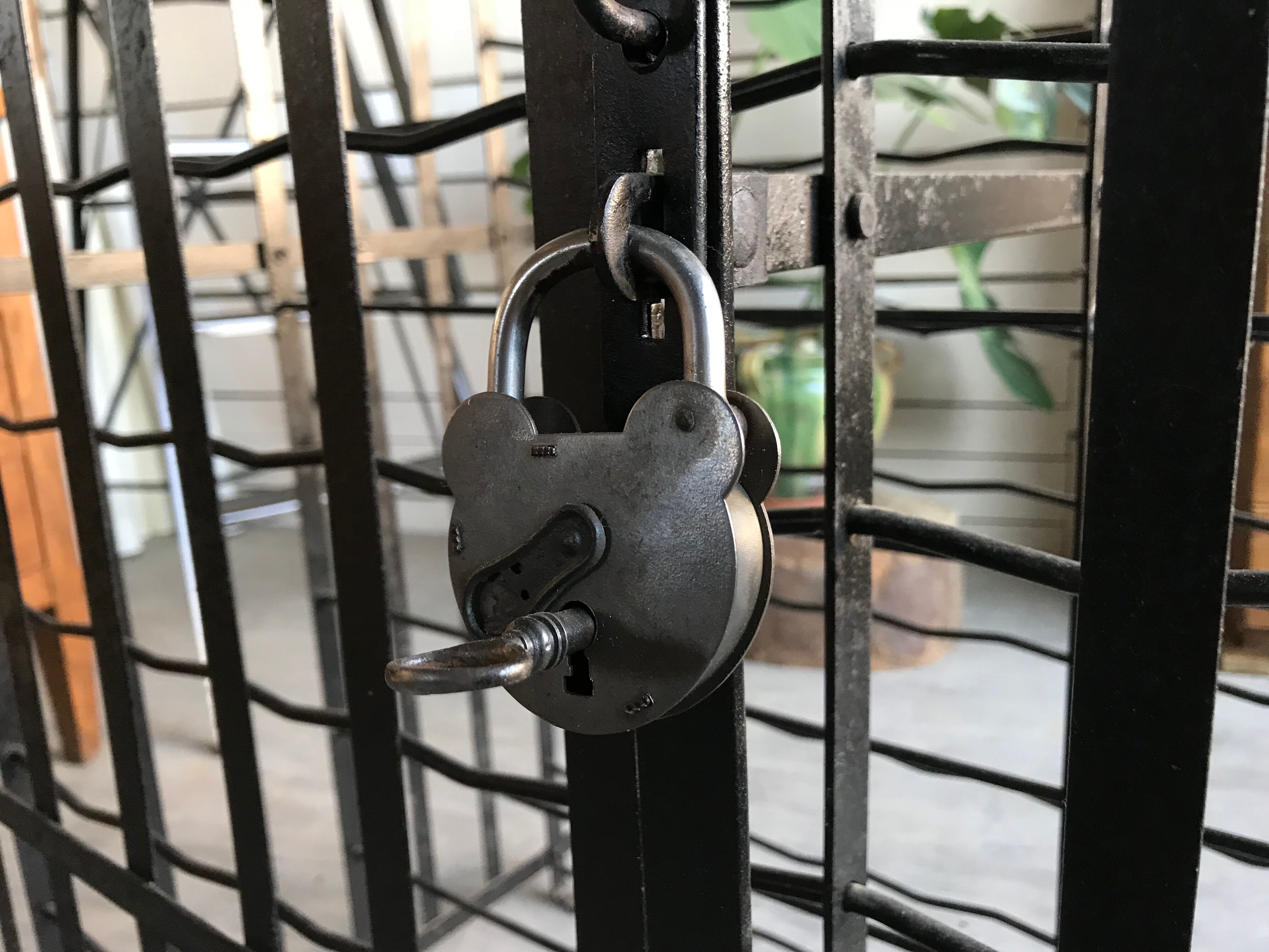 wine in metal cage wine cellar