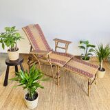 Ancienne chaise longue Art déco en rotin et osier
