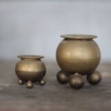 Pair of brass tripod candle holders, Gusum Bruck Sweden, candle holder.