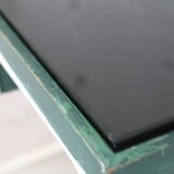 Tubular steel console, black glass tray, circa 1950