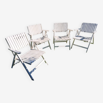 4 fauteuils de jardin pliables vintage