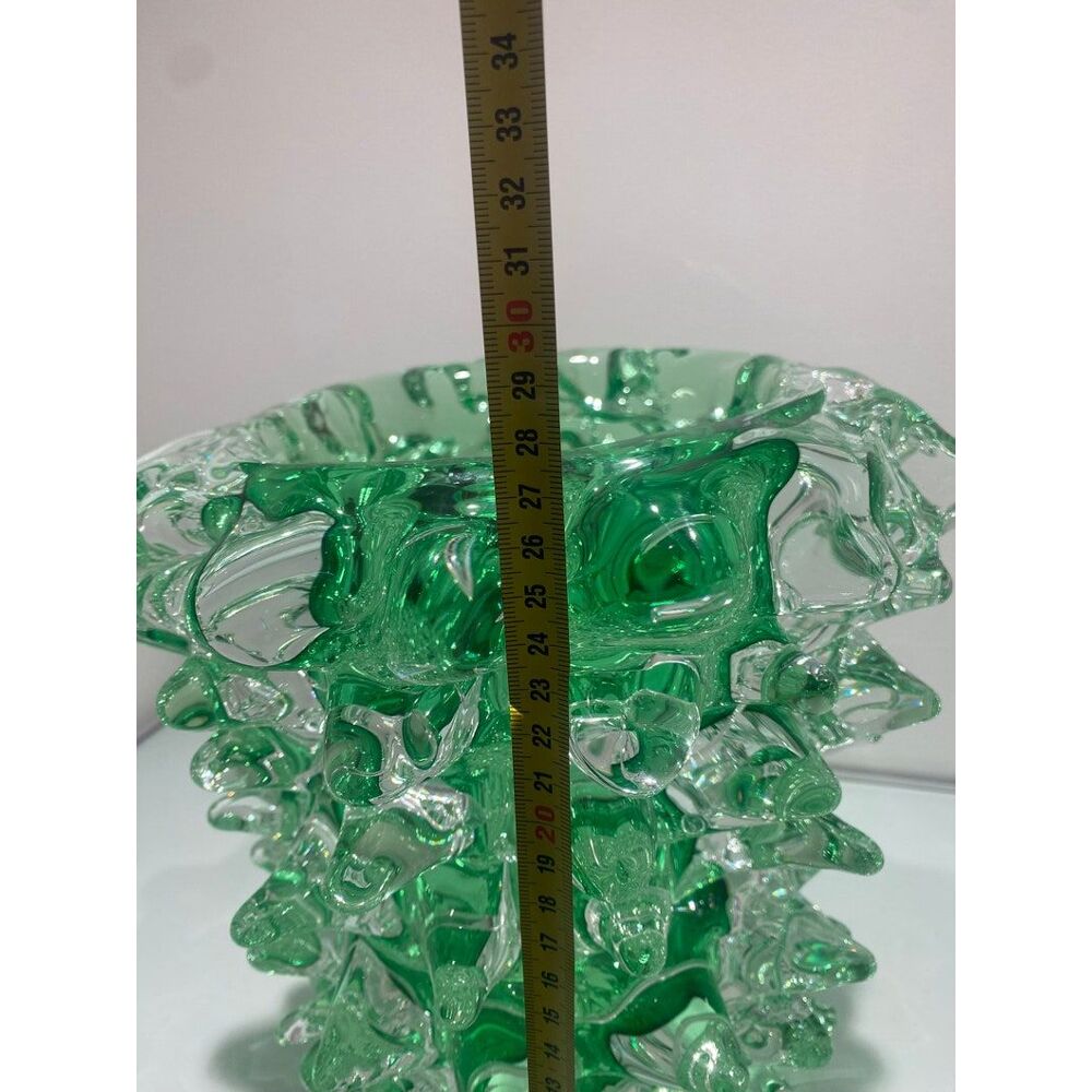 Rostrato green murano glass vase