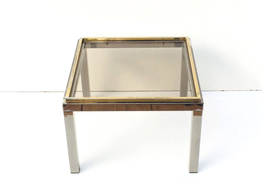 Table basse carrée Flaminia Belgochrom W. Rizzo. Vintage 70s