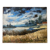 Henry d'Avesnes (1907-1999) Waterside Landscape. Oil on panel