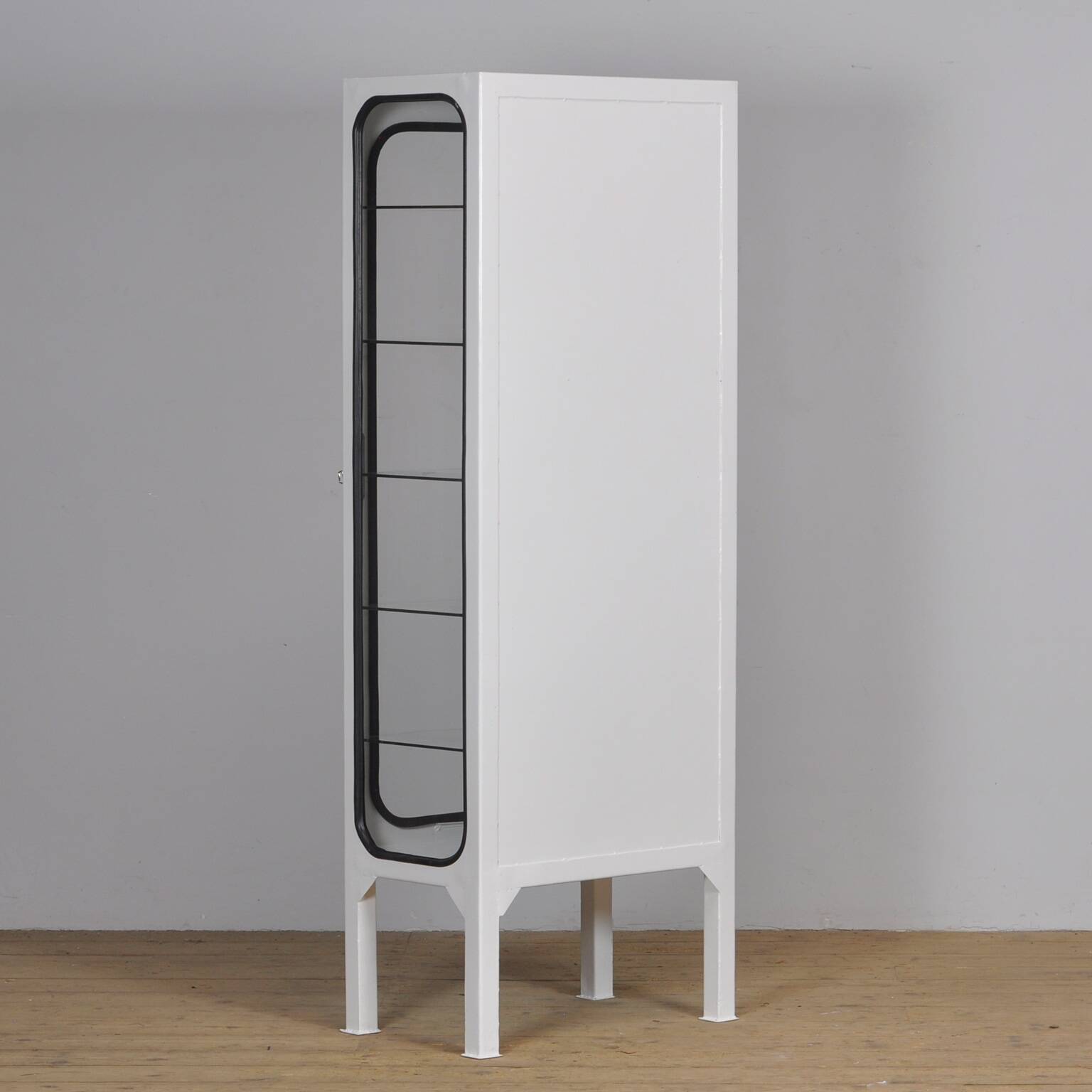 Restored Vintage Iron And Glass Medical Cabinet, 1970s