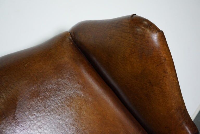 Fauteuil club vintage en cuir de couleur cognac Pays-Bas