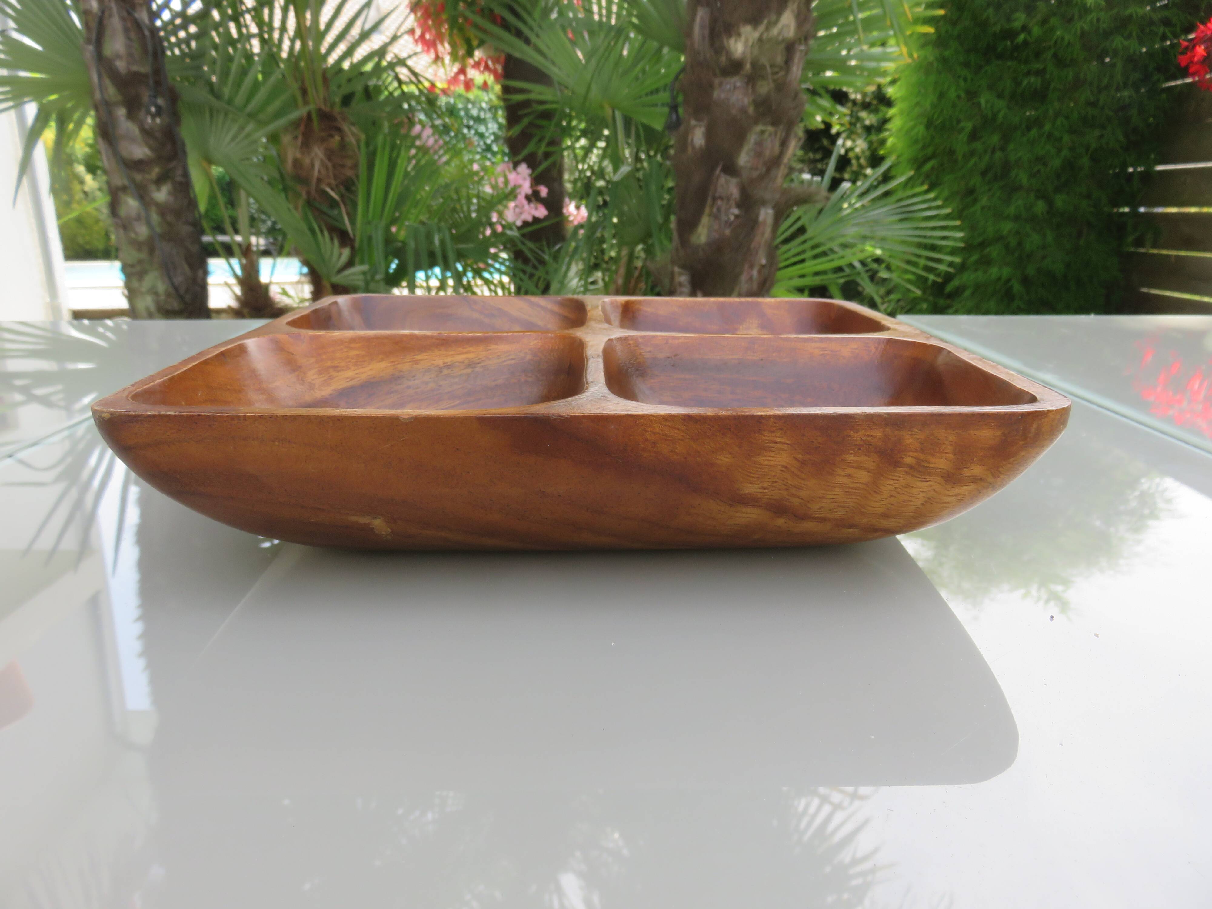 Scandinavian teak compartmentalized dish from the 60s and 70s