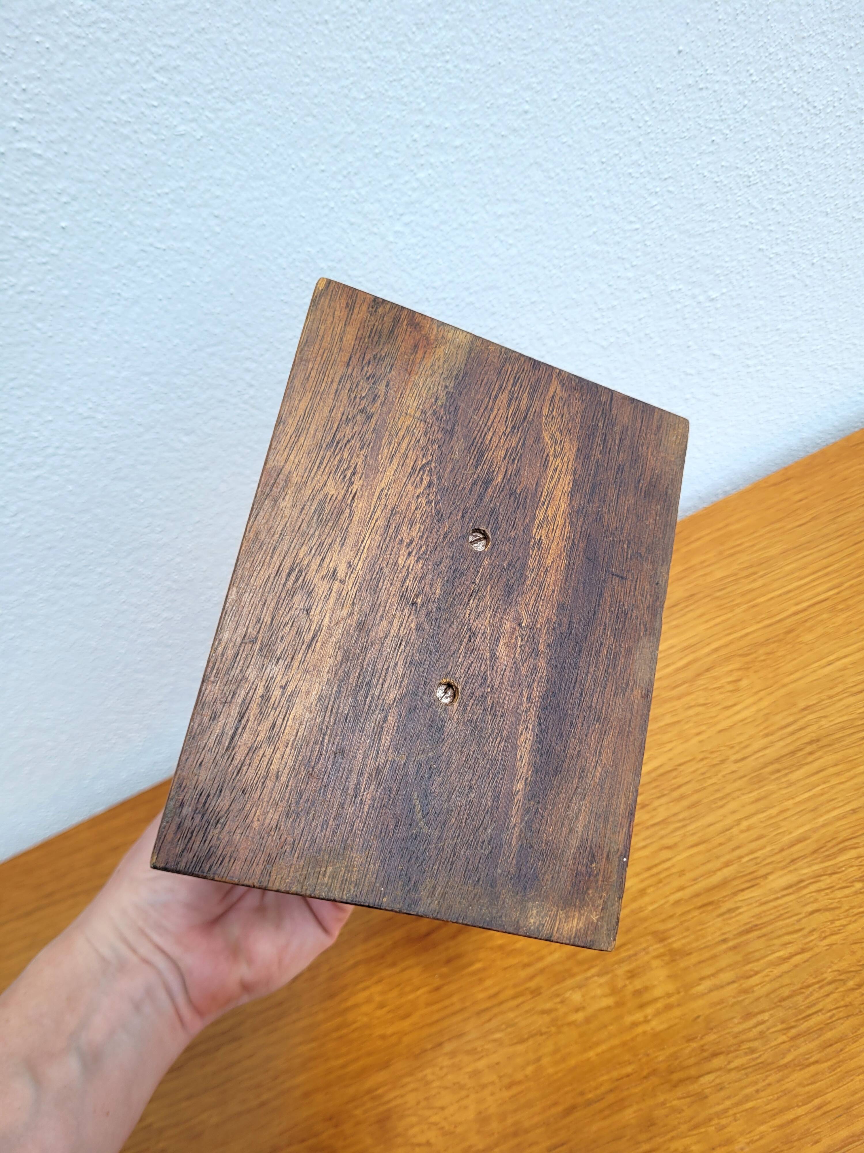 Vintage letter holder in wood and brass