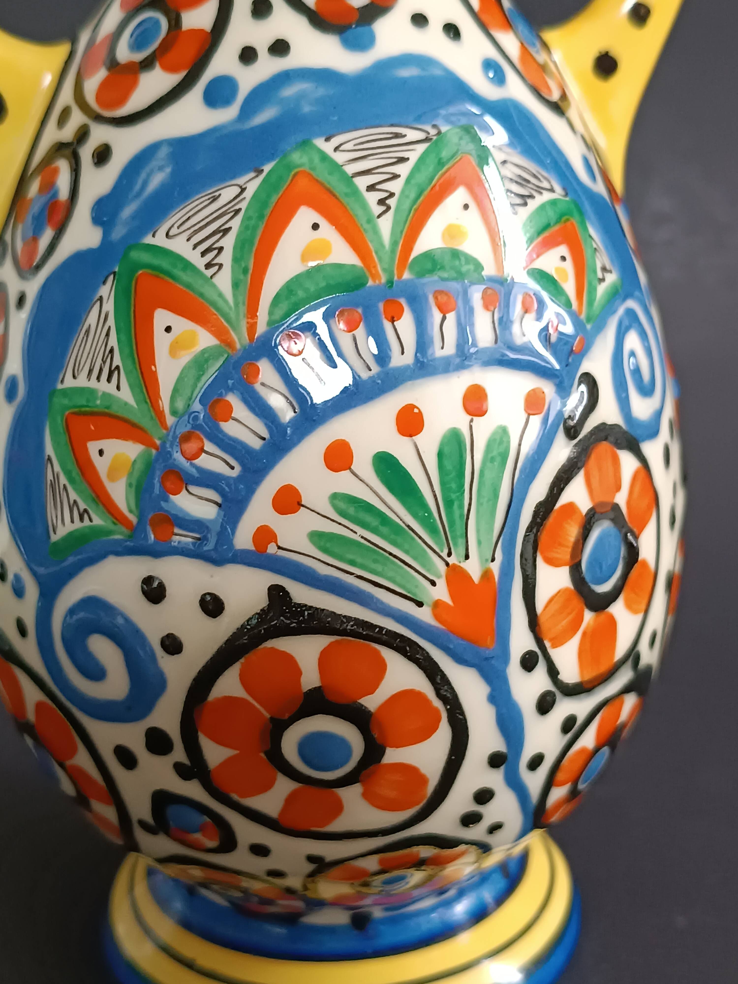 Art Deco ceramic vase by Ditmar Urbach by Lajos Kassak