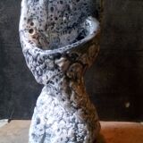 Louis Giraud's twisted double vase in Vallauris ceramic foam