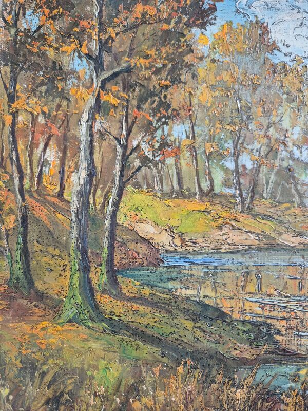 Huile sur toile, Reflets sur l'étang