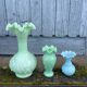 Three Art Deco opaline vases
