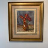 Tableau ancien, nature morte aux giroflées signée Abel Gay (1877-1961)