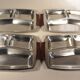 Set of 4 stainless steel and wood trays from the 70s