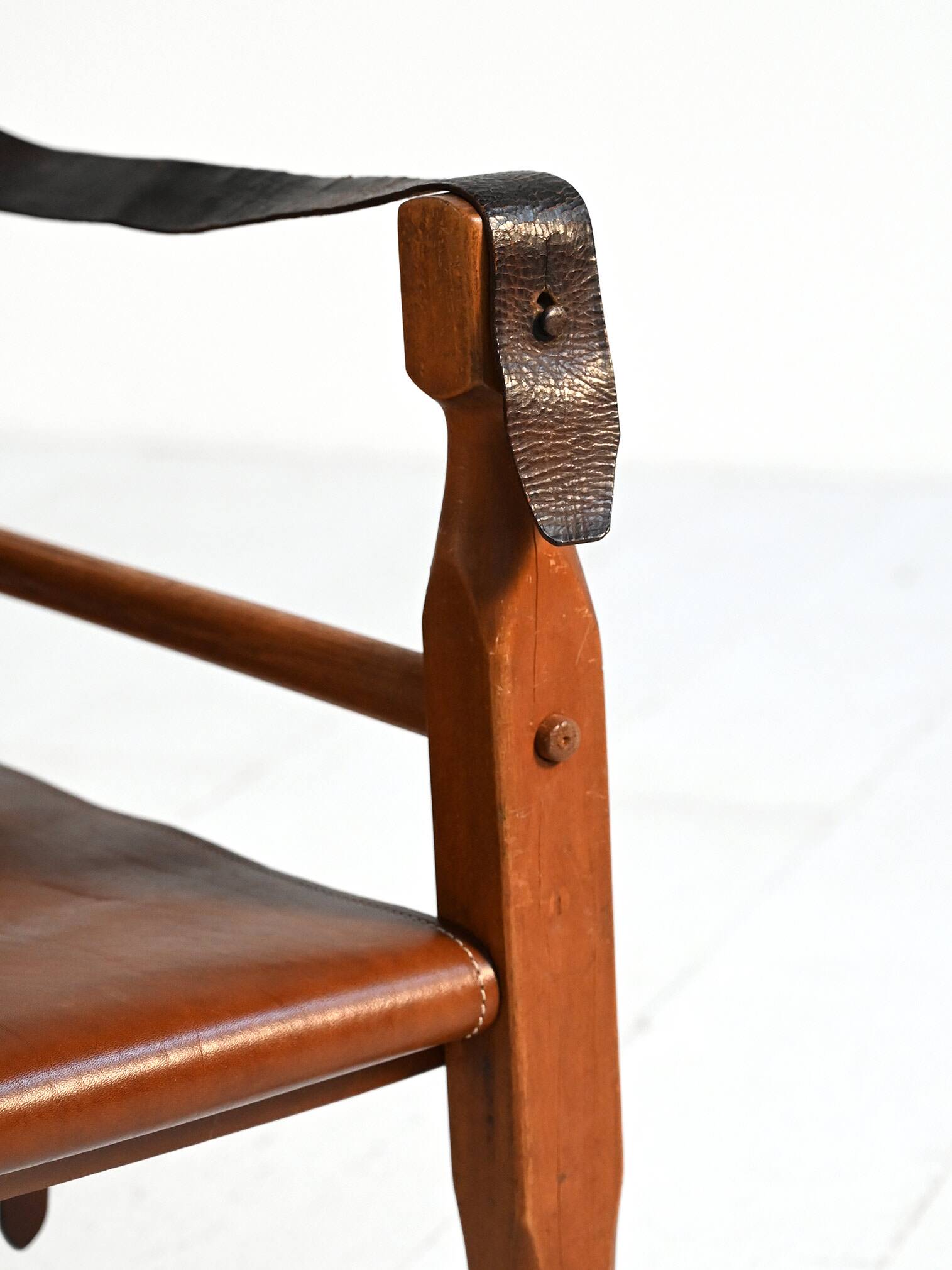 Pair of Scandinavian leather safari chairs