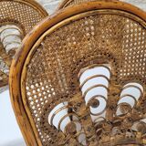6 Vintage Emmanuelle Peacock Rattan Chairs