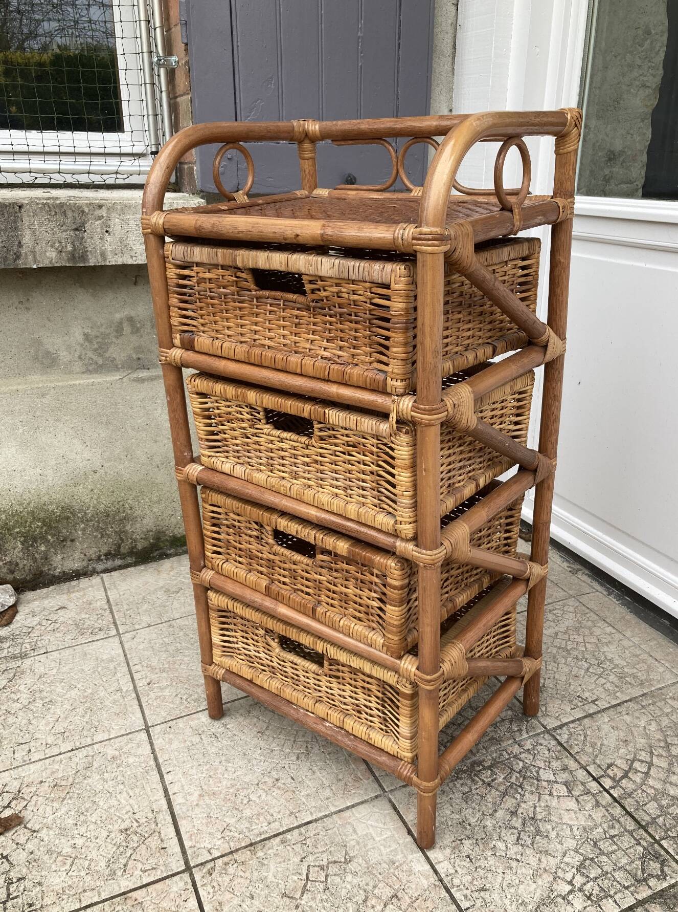 Vintage rattan chiffonier