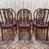 Suite de 6 chaises de style Louis XVI bordeaux
