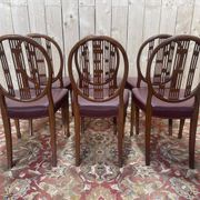 Suite de 6 chaises de style Louis XVI bordeaux