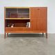 High vintage wooden sideboard with display cabinet and bar - Scandinavian style