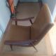 Vintage Boomerang armchair 1950 brown imitation leather