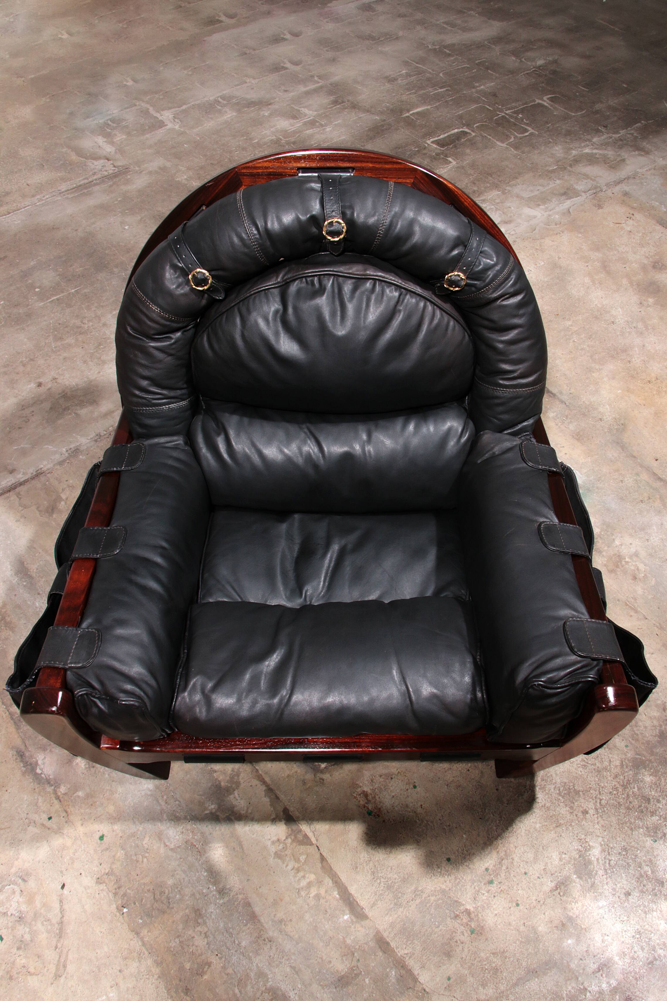 Luciano Frigerio "Rancero" Leather Lounge Chair - 1970s Italian Design
