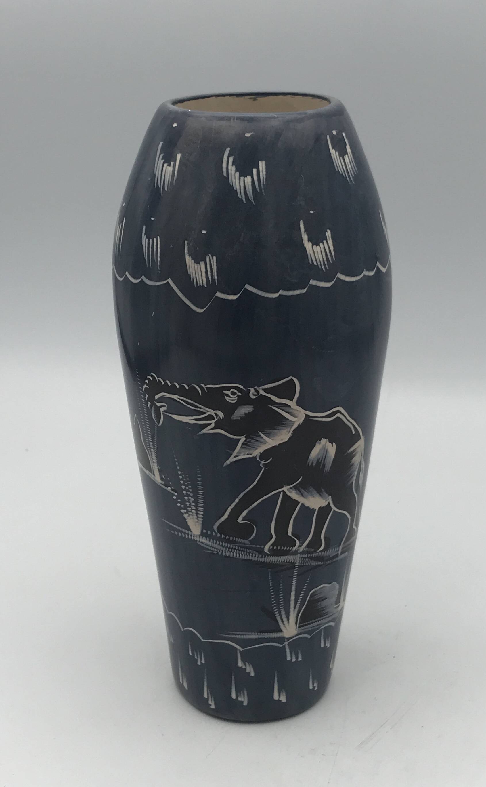 Soapstone soliflore vase, hand carved and painted in africa