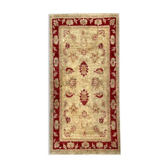 Handmade Ziegler Afghan Chobi carpet in wool 85x150cm