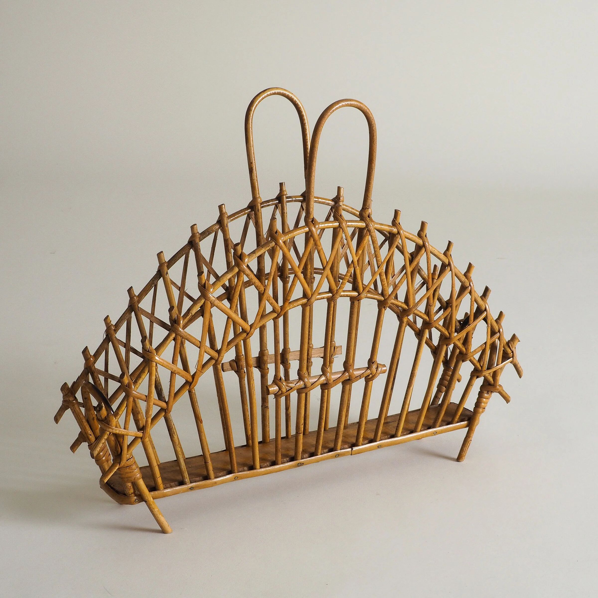 Mid-century rattan magazine holder