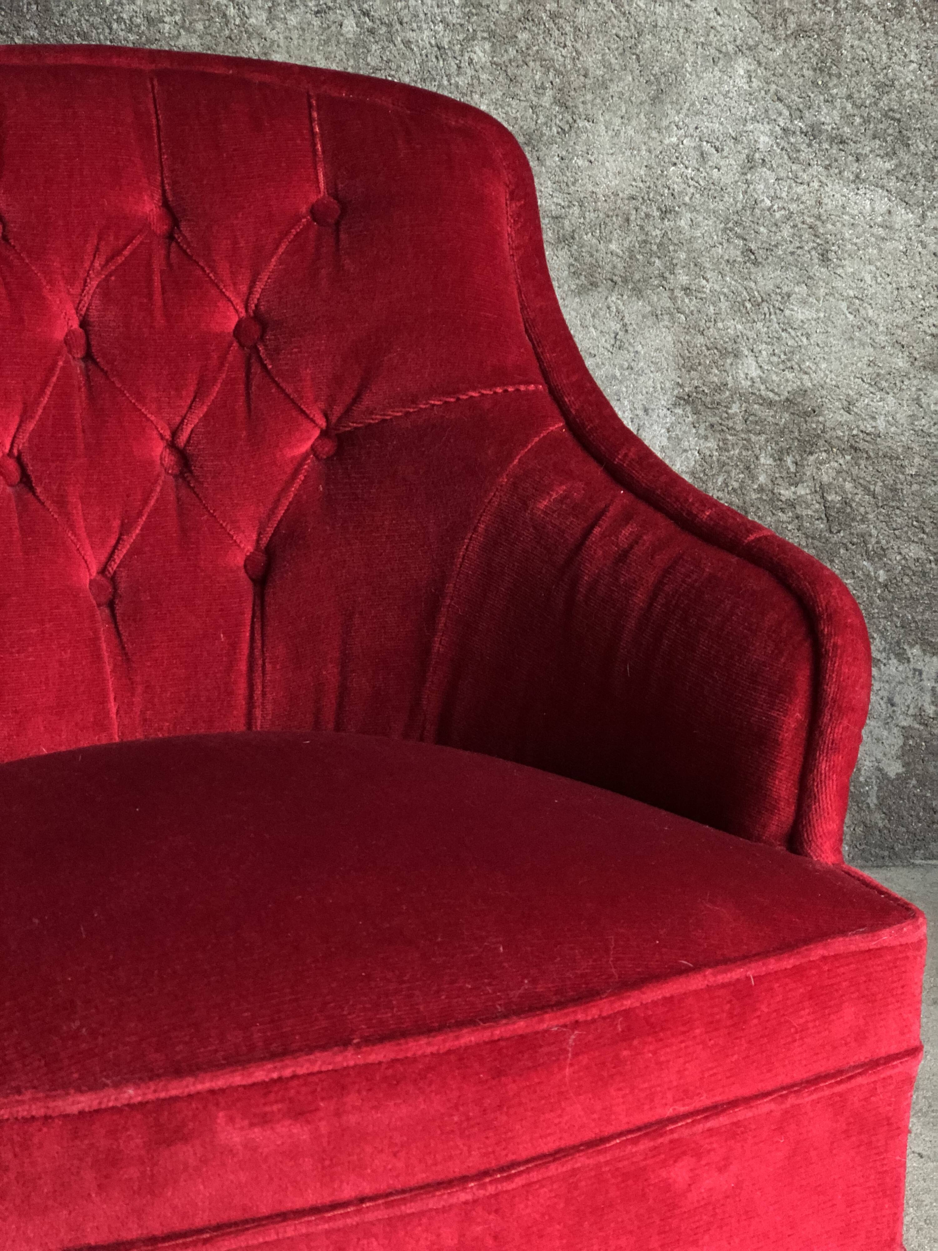 Red velvet toad armchair