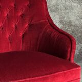Fauteuil crapaud en velours rouge