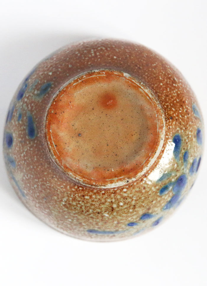 Sandstone bowl with blue flowers