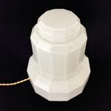 Skyscraper lamp in opaline and brass foot. Globe Art Deco