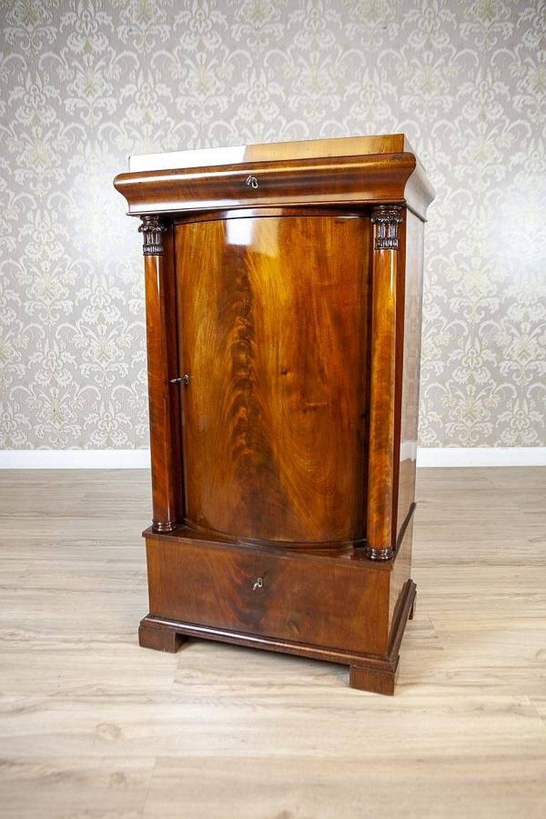 19th-Century Biedermeier Mahogany Wood and Veneer Linen Press