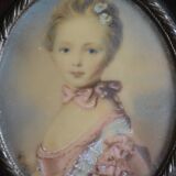 Miniature portrait of a young girl, framed and under glass