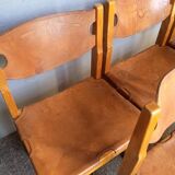 6 chaise regain orme massif et cuir epais