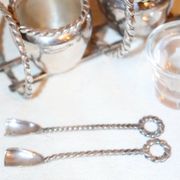 Silver-plated metal salt and pepper shakers