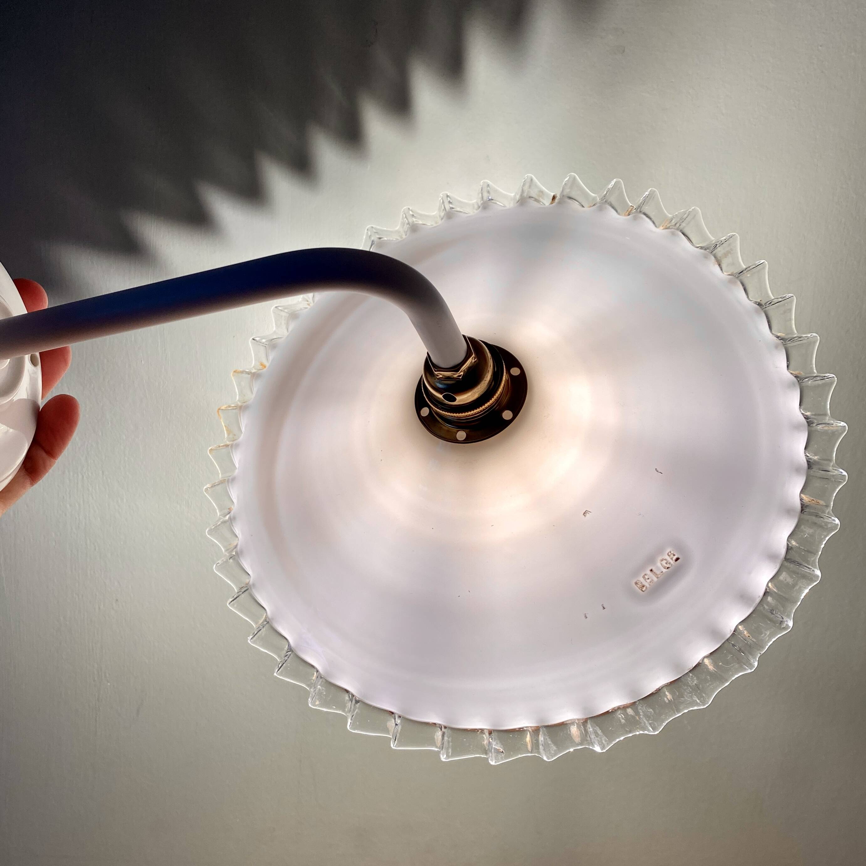 Vintage lampshade wall light in white opaline