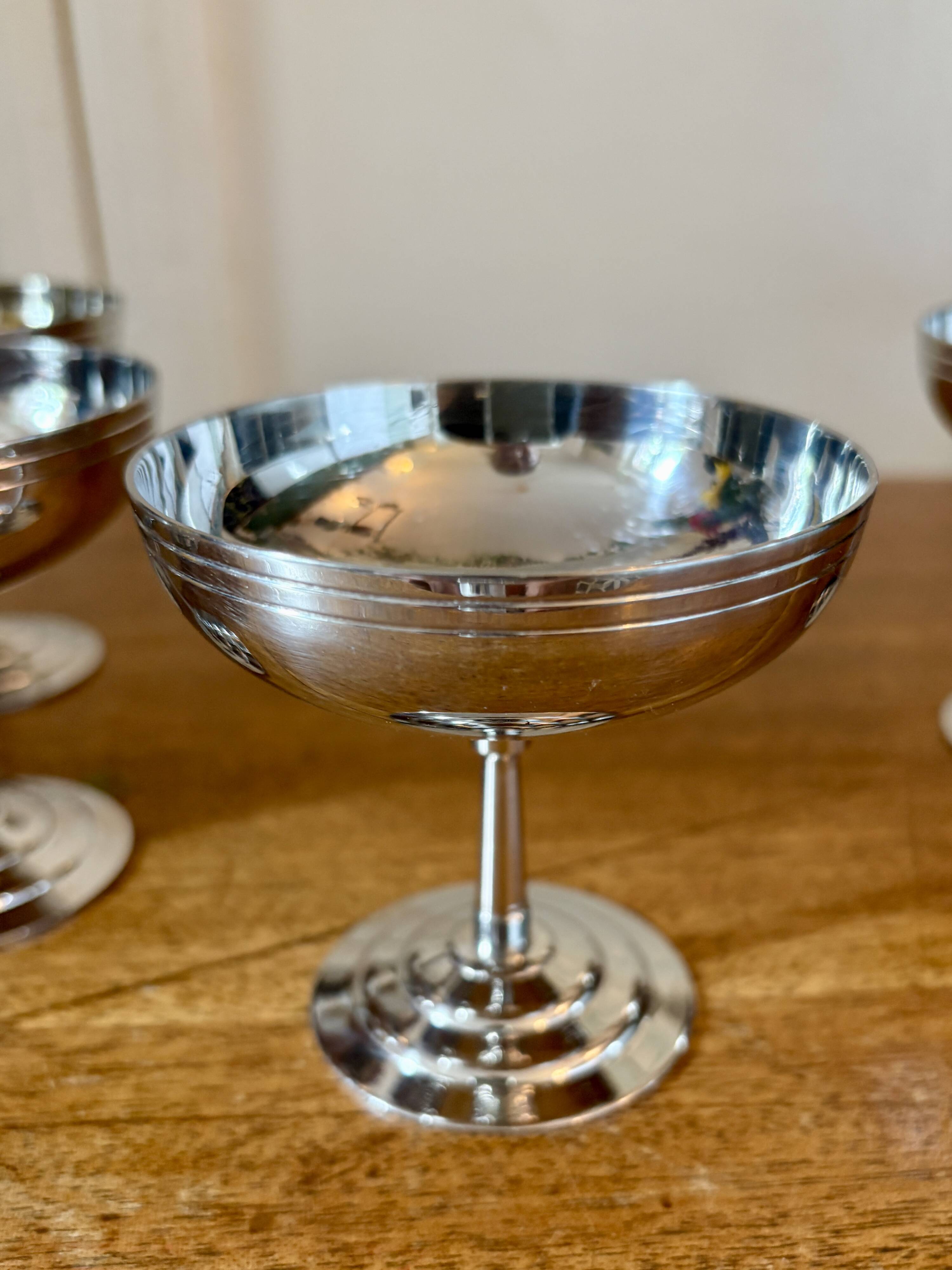 Set of 6 vintage stainless steel dessert bowls