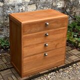 Vintage chest of drawers in solid raw wood from 1950