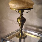Brass lamp 1930, clichy glass lampshade 35x20, slight mark of use