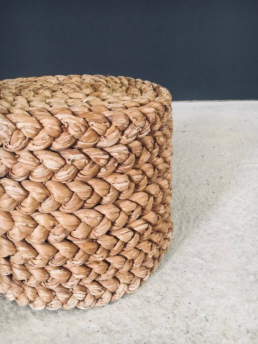 French Mediterranean Low Rope Stool by Audoux Minet, 1940s