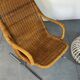 Chaise longue moderniste en acier et rotin du milieu du siècle par Dirk van Sliedregt
