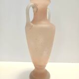 Peach Pink and White Scavo Glass Amphora Vase attr. to Seguso, Italy
