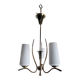 Lustre vintage en laiton 3 lumières en opaline des années 60